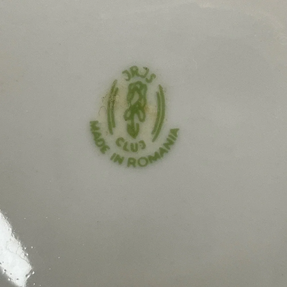 Iris‎ Cluj Romania Porcelain Floral Scalloped Serving Bowl Gold Trim 9 Inch